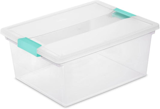Sterilite Clip Box, Stackable Clear Plastic Bins- Deep, 8-Pack
