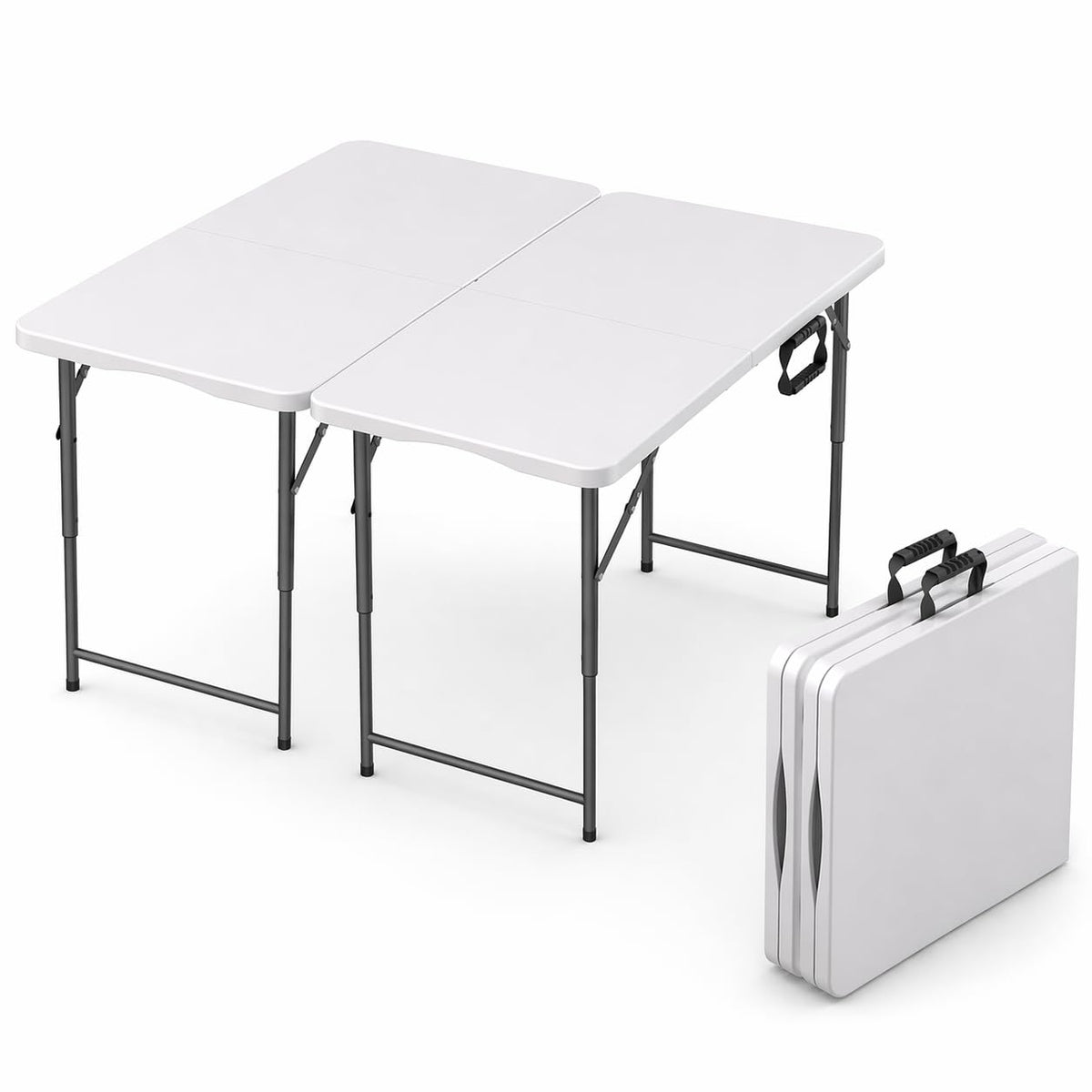 Our Modern Space 8 Feet Foldable Table with Built in Handle & Steel Legs | 8 FT Heavy Duty Portable | Perfect for Party, Dining, Wedding, Events, Picnic Indoor, Outdoor, Camping, Temporary - 8 Foot