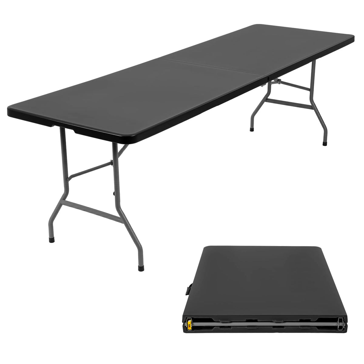 BestOffice | 6FT Folding Table | Black | Portable Plastic Table