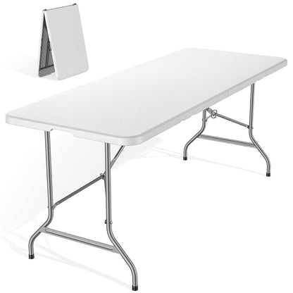 DUMOS 6 FT Folding Picnic Table, Portable Plastic Table, Easy to Keep