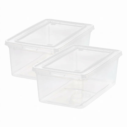 IRIS USA 6-Pack 6 Qt Storage Bins with Lids, Clear, Stackable