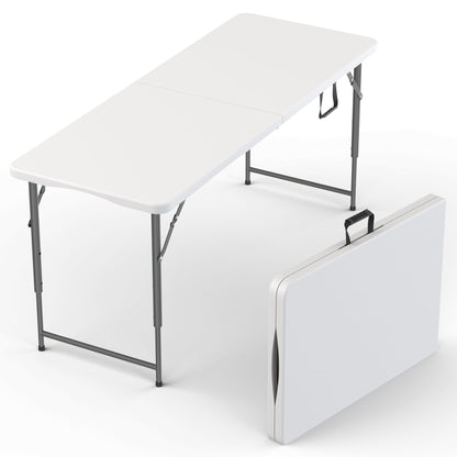 Our Modern Space 8 Feet Foldable Table with Built in Handle & Steel Legs | 8 FT Heavy Duty Portable | Perfect for Party, Dining, Wedding, Events, Picnic Indoor, Outdoor, Camping, Temporary - 8 Foot