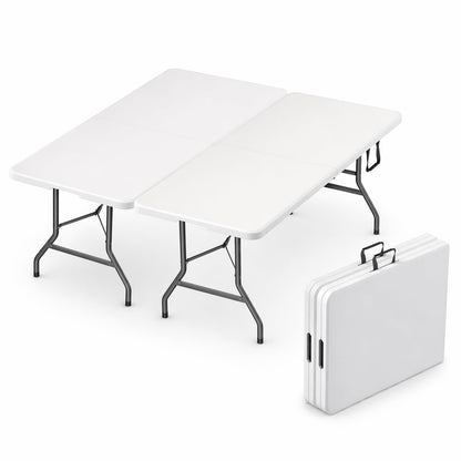 Our Modern Space 8 Feet Foldable Table with Built in Handle & Steel Legs | 8 FT Heavy Duty Portable | Perfect for Party, Dining, Wedding, Events, Picnic Indoor, Outdoor, Camping, Temporary - 8 Foot