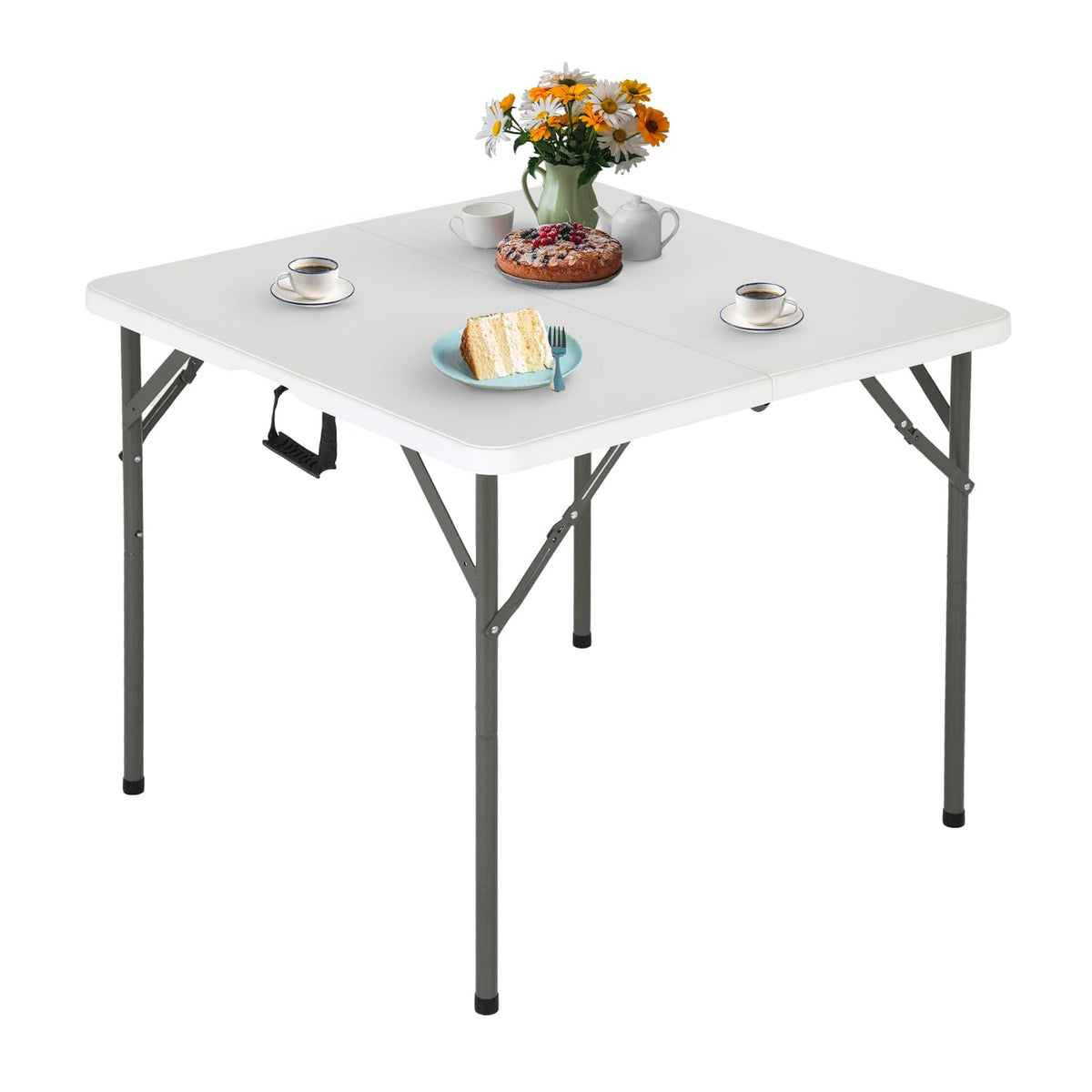 FDW | 34" Folding Table | White | Portable Plastic Table
