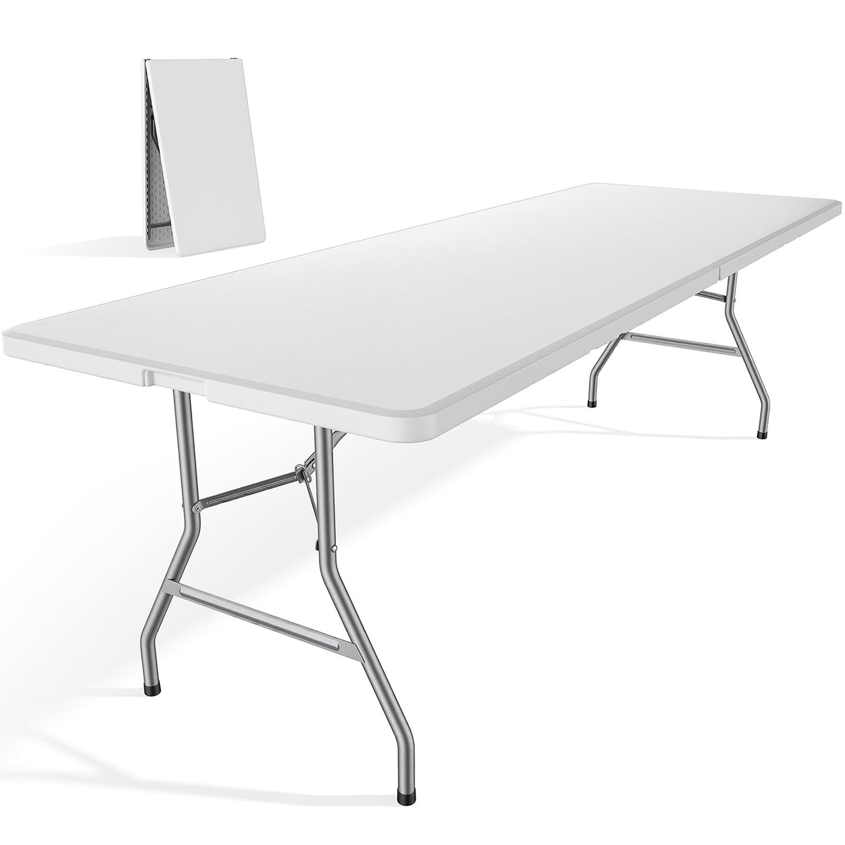 DUMOS 6 FT Folding Picnic Table, Portable Plastic Table, Easy to Keep