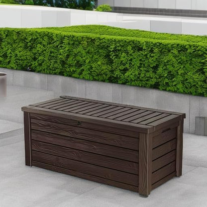 Keter Westwood 150 Gal Outdoor Storage Box for Patio and Pool Accessories