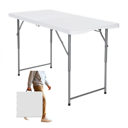 Folding Table 6ft,Foldable Table with Built in Handle & Steel Legs,Smooth HDPE Tabletop,Heavy Duty Folding Portable,Indoor Outdoor Uset for Party, Dining,Events,White