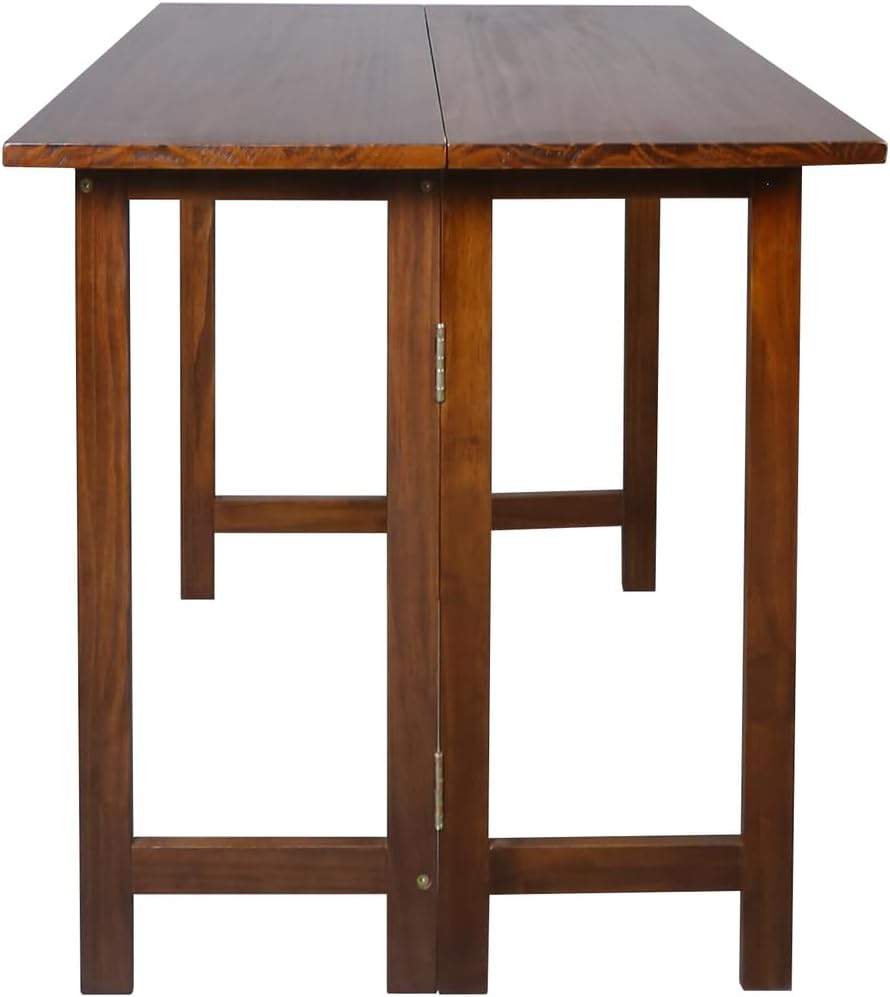 Solid Wood Flip-Top Folding Console to Dining Convertible Table