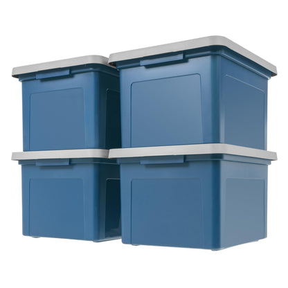 IRIS USA File Box File Organizer Plastic File Box for Letter/Legal File, BPA-Free Plastic Storage Bin Tote Organizer with Durable and Secure Latching Lid, Stackable and Nestable, Clear 35 Qt. 4Pack