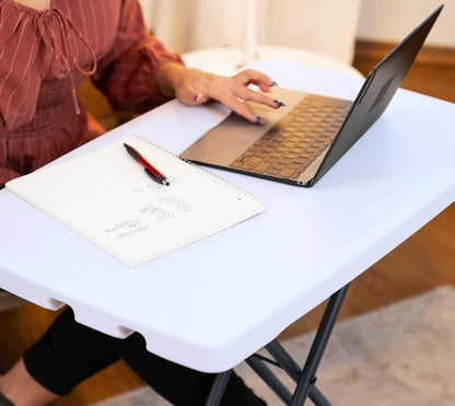Lifetime 28241 Adjustable Folding Laptop Table TV Tray, 30 Inch, White Granite