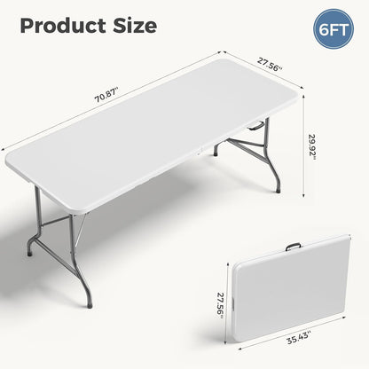 DUMOS 6 FT Folding Picnic Table, Portable Plastic Table, Easy to Keep