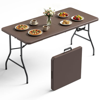 Folding Table 30 Inch - Small Desk Adjustable Height TV Tray for Laptop, Couch, Camping - Heavy Duty Utility Foldable Table for Small Spaces, No Assembly Required,Plastic White Granite