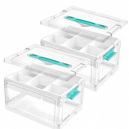 Vtopmart 24 QT Clear Storage Box with Tray & Dividers, 1 Pack–Basic