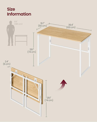 VASAGLE Folding Desk, Small Computer Desk, Foldable Table 39.4 Inch