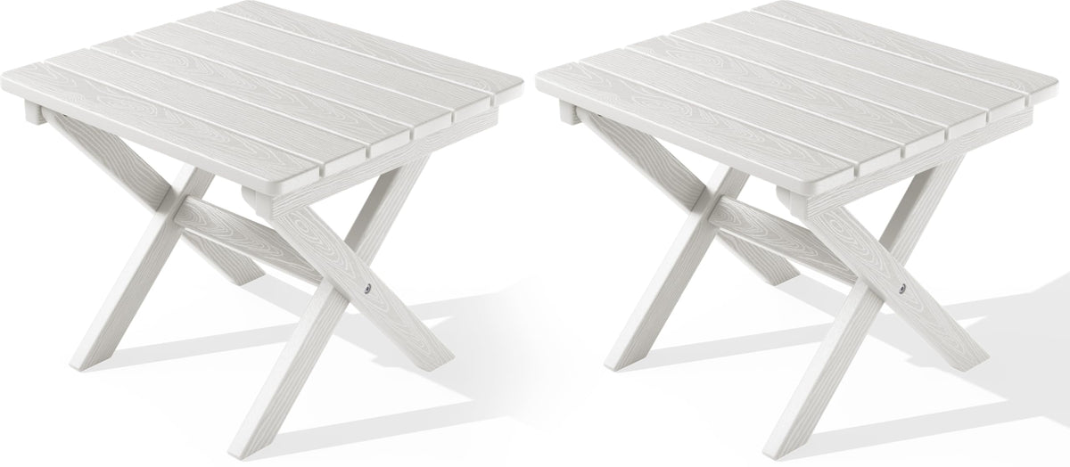 SERWALL Small Folding Side Table, HDPE Outdoor End Table, Coffee