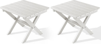 SERWALL Small Folding Side Table, HDPE Outdoor End Table, Coffee
