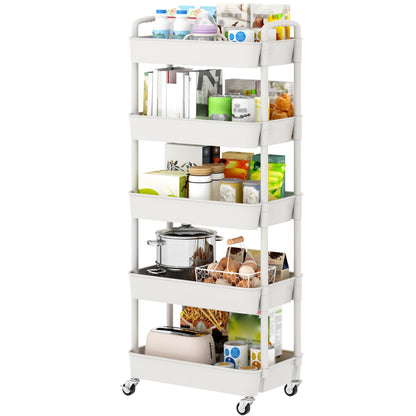 Sywhitta 3-Tier Plastic Rolling Utility Cart with Wheels for Storage,Black