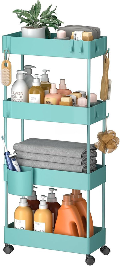 Pipishell 3 Tier Bathroom Storage Cart, Slim Storage Cart with Wheels,Black