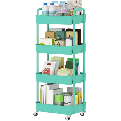 Sywhitta 3-Tier Plastic Rolling Utility Cart with Wheels for Storage,Black