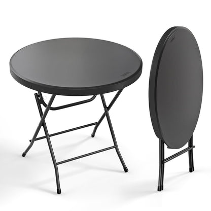 VINGLI 32" Round Folding Commercial Banquet Table, Portable Plastic Coffee Card Dining Table for Kitchen or Outdoor Party Wedding Event, 1 Pack, White