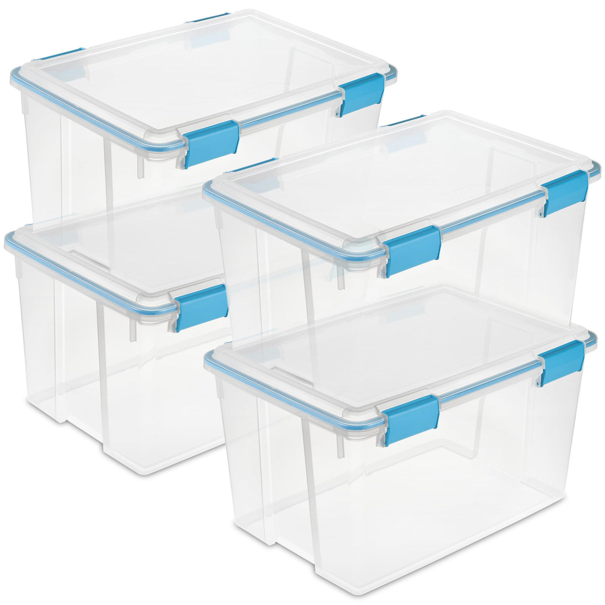 Sterilite Gasket Storage Box with Lids for Home & Office, 37 Quart, 4-Pack