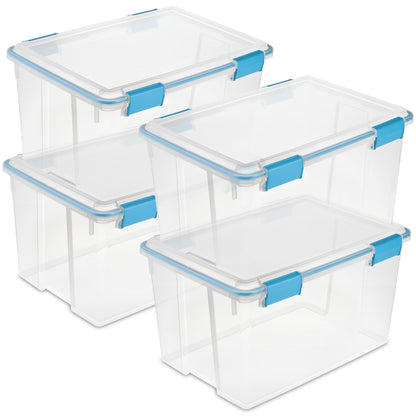 Sterilite Gasket Storage Box with Lids for Home & Office, 37 Quart, 4-Pack