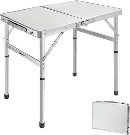 VILLEY 2FT Folding Camping Table, Portable Small Table with Adjustable Legs