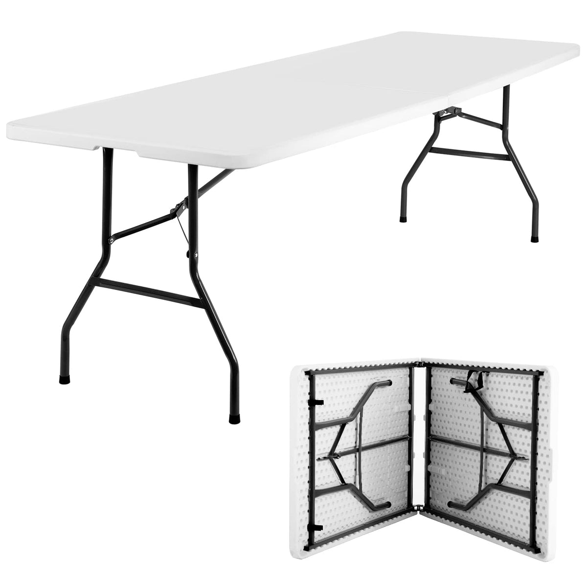 FDW | 8FT Folding Table | White | Portable Plastic Table