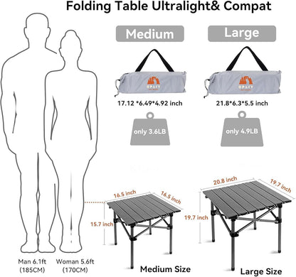 Opliy Portable Folding Camping Table for 2-4 Persons Aluminum Collapsible Table Lightweight with Carry Bag for Camping, Hiking, Picnics, BBQ, Beach Trips & Tailgating