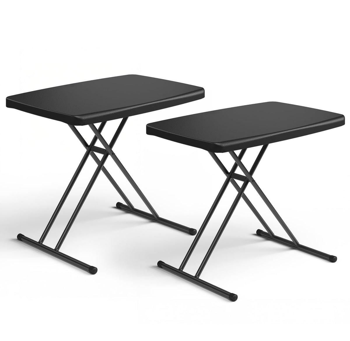Folding Table 30 Inch - Small Desk Adjustable Height TV Tray for Laptop, Couch, Camping - Heavy Duty Utility Foldable Table for Small Spaces, No Assembly Required,Plastic White Granite