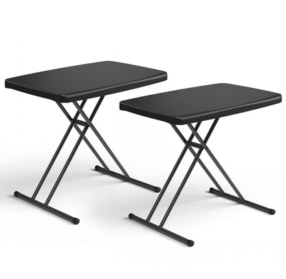 Folding Table 30 Inch - Small Desk Adjustable Height TV Tray for Laptop, Couch, Camping - Heavy Duty Utility Foldable Table for Small Spaces, No Assembly Required,Plastic White Granite