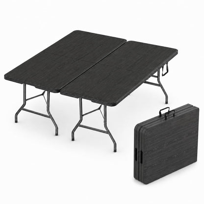 Our Modern Space 8 Feet Foldable Table with Built in Handle & Steel Legs | 8 FT Heavy Duty Portable | Perfect for Party, Dining, Wedding, Events, Picnic Indoor, Outdoor, Camping, Temporary - 8 Foot