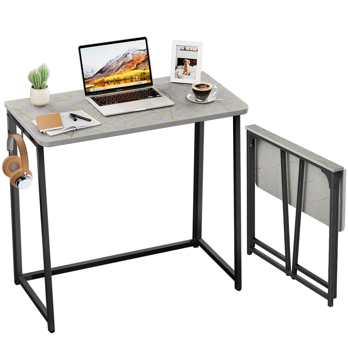 WOHOMO Folding Desk, 31.5" Foldable Computer Table for Small Spaces, Oak