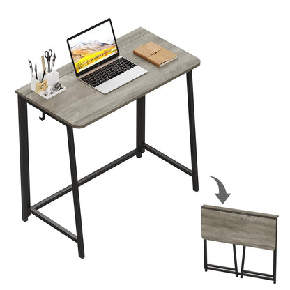WOHOMO Folding Desk, 31.5" Foldable Computer Table for Small Spaces, Oak