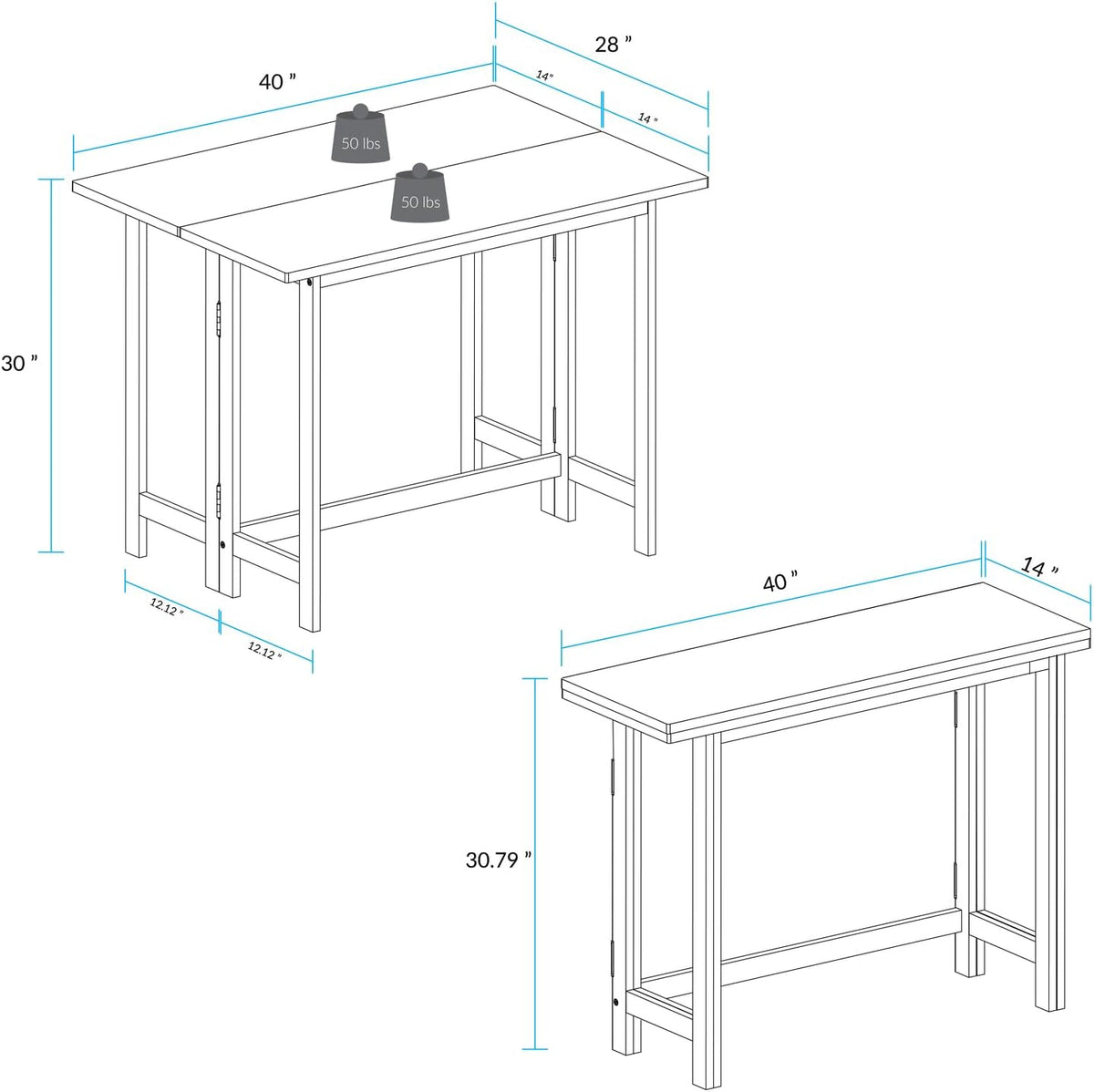 Solid Wood Flip-Top Folding Console to Dining Convertible Table