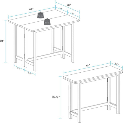 Solid Wood Flip-Top Folding Console to Dining Convertible Table