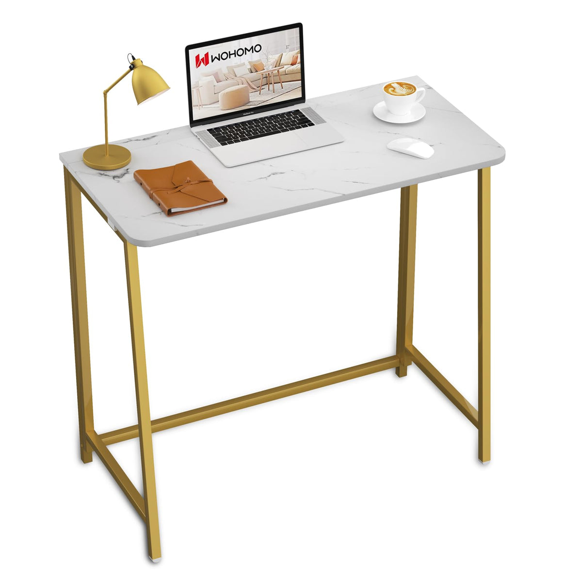 WOHOMO Folding Desk, 31.5" Foldable Computer Table for Small Spaces, Oak