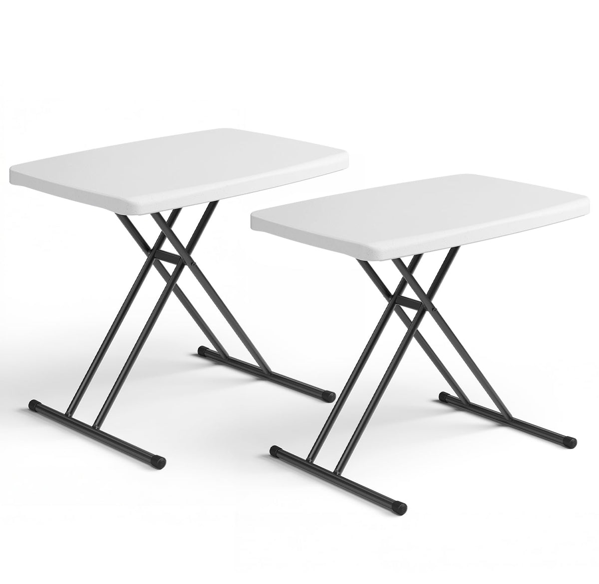 Folding Table 30 Inch - Small Desk Adjustable Height TV Tray for Laptop, Couch, Camping - Heavy Duty Utility Foldable Table for Small Spaces, No Assembly Required,Plastic White Granite