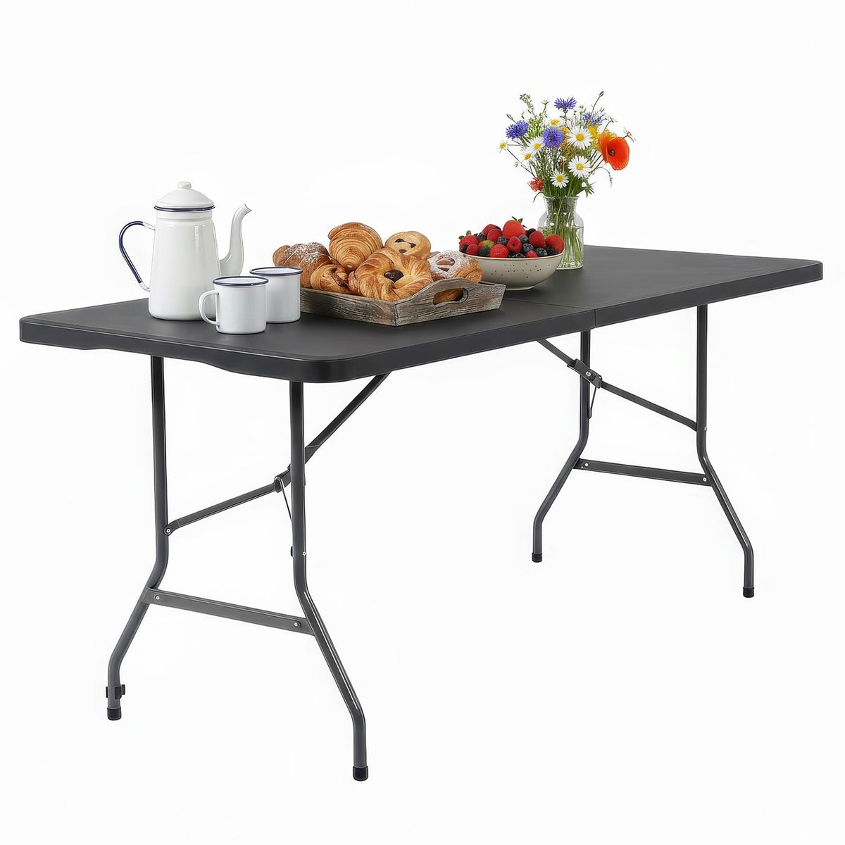 FDW | 6FT Folding Table | White | Portable Plastic Table