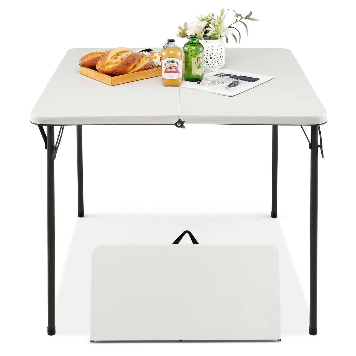 Tangkula 5FT Folding Table, HDPE Plastic Picnic Table for 4-6Person