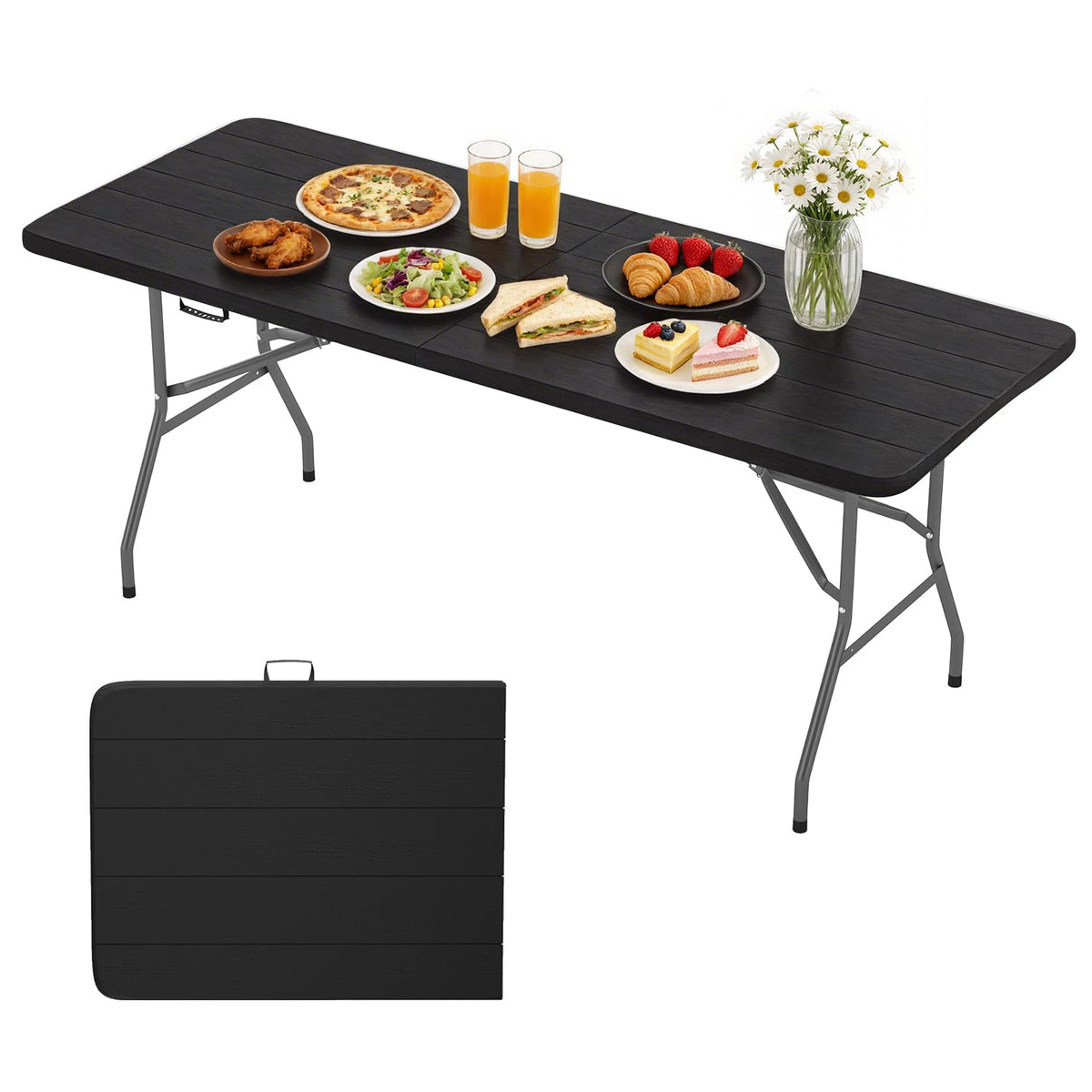 BestOffice | 6FT Folding Table | White | Portable Plastic Table