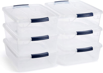 Rubbermaid Cleverstore 17 Qt Clear Storage Bins with Lids, 6 Pack