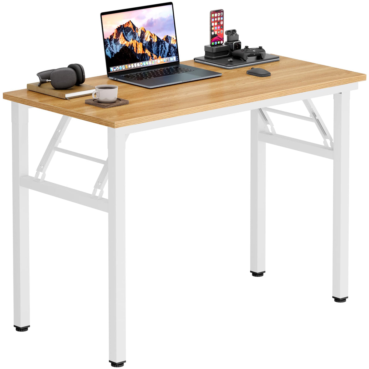 Need Small Computer Desk 31.5x15.7 Inch Folding Home Office Table Teak