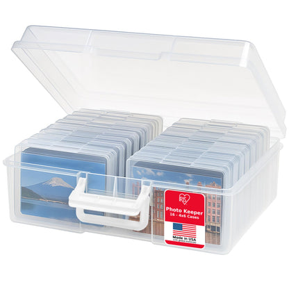 IRIS USA Photo Storage Box |Made in USA| 16 Cases - Clear