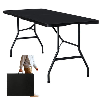 Folding Table 6ft,Foldable Table with Built in Handle & Steel Legs,Smooth HDPE Tabletop,Heavy Duty Folding Portable,Indoor Outdoor Uset for Party, Dining,Events,White