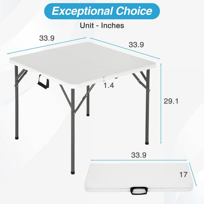 FDW | 34" Folding Table | White | Portable Plastic Table