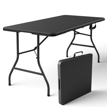 Folding Table 30 Inch - Small Desk Adjustable Height TV Tray for Laptop, Couch, Camping - Heavy Duty Utility Foldable Table for Small Spaces, No Assembly Required,Plastic White Granite