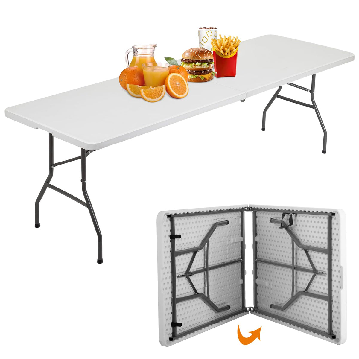 BestOffice | 4FT Folding Table | Brown Ratten | Portable Plastic Table