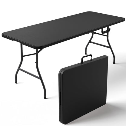 Folding Table 30 Inch - Small Desk Adjustable Height TV Tray for Laptop, Couch, Camping - Heavy Duty Utility Foldable Table for Small Spaces, No Assembly Required,Plastic White Granite