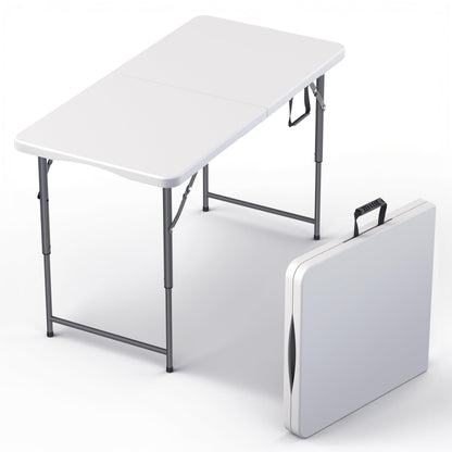 Our Modern Space 8 Feet Foldable Table with Built in Handle & Steel Legs | 8 FT Heavy Duty Portable | Perfect for Party, Dining, Wedding, Events, Picnic Indoor, Outdoor, Camping, Temporary - 8 Foot